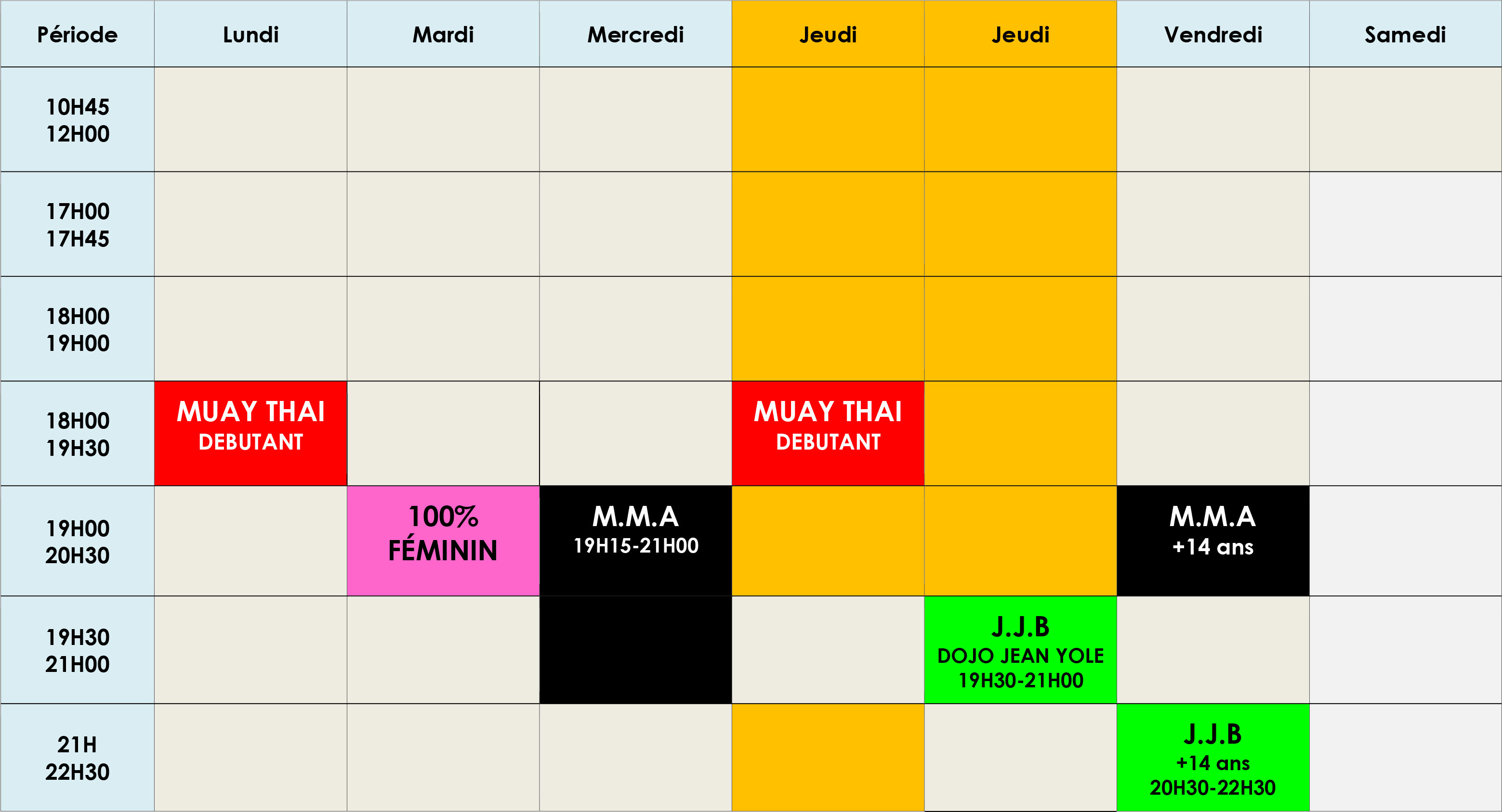 Planning des vacances